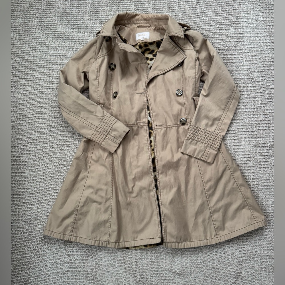 Laundry By Shelli Segal Tan Trench Coat with Leopard Lining